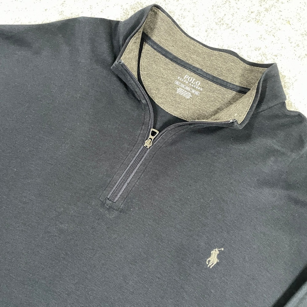 Polo Ralph Lauren Mens Quarter Zip Pullover 3XLT Navy Blue Big & Tall Cotton